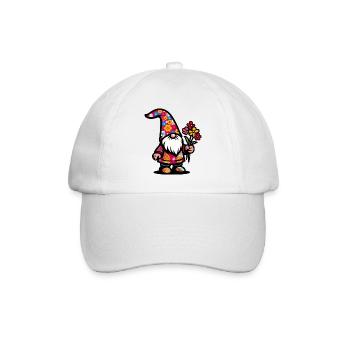 Gnome with Flowers - Baseball Cap - white/white - Front