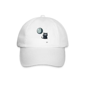 Süße Katze unter Mond und Sternen - Baseballkappe - Weiß/Weiß - Vorne