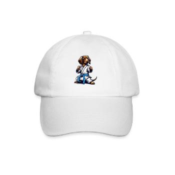 Karaté Teckel avec ceinture bleue - Casquette classique - blanc/blanc - Devant