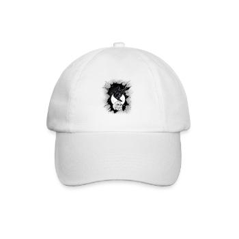 Halloween Rabe Krähe Skull Schädel Totenkopf - Baseballkappe - Weiß/Weiß - Vorne