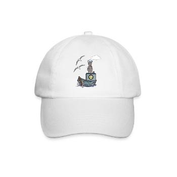 Seepferd Matrose maritim Kinder Kind Boot Ahoi - Baseballkappe - Weiß/Weiß - Vorne