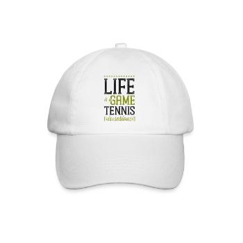 Funny Tennis Player Racket Life Is - Baseballkappe - Weiß/Weiß - Vorne