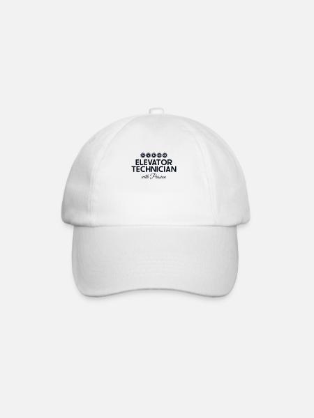 Elevator Technician With Passion Repair Elevator - Baseball Cap - white/white