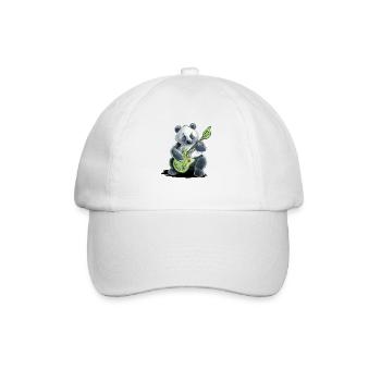 Panda Bear Plays Guitar Music Electric Guitar - Baseball Cap - white/white - Front