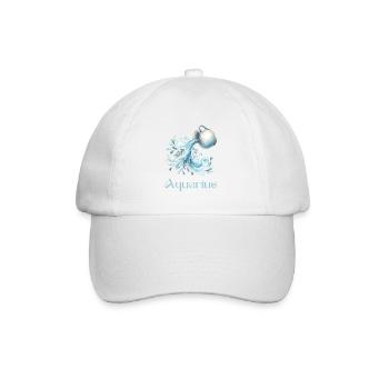 Elegantes Aquarius Sternzeichen Aquarell Geschenk - Baseballkappe - Weiß/Weiß - Vorne