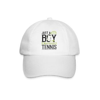 Funny Tennis Player Racket Boy - Baseballkappe - Weiß/Weiß - Vorne