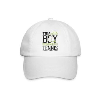 Funny Tennis Player Racket Boy - Baseballkappe - Weiß/Weiß - Vorne