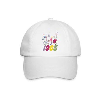 Year of birth 1965 wildflowers - Baseball Cap - white/white - Front