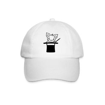 Magical Enchanted Top Hat Wizard Cat - Baseball Cap - white/white - Front