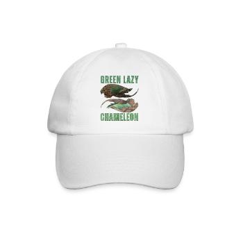 Green Lazy Chameleon T-Shirt Design - Baseball Cap - white/white - Front