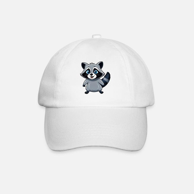 Niedlicher kleiner Waschbär mit blauen Augen - Baseballkappe - Weiß/Weiß