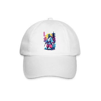 Tanuki Yokai Vaporwave Aesthetic Samurai Art - Baseball Cap - white/white - Front