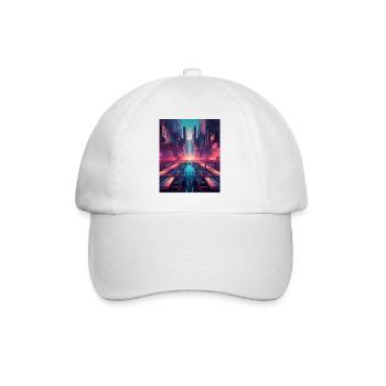 Cyberpunk Futuristic Cityscape – Neon Urban Design - Baseball Cap - white/white - Front