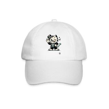 Bonjour Hello, Classic Retro Cartoon Cat - Baseball Cap - white/white - Front