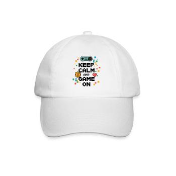 Stay Calm and Keep Playing – Gaming Quote - Baseball Cap - white/white - Front