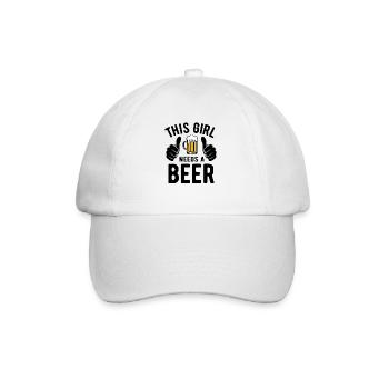 This girl needs a beer - Biertrinker - Spruch - Baseball Cap - white/white - Front