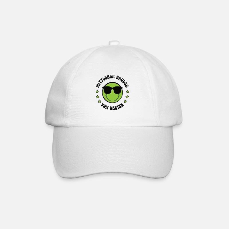 Mittlerer Bruder Partnerlook Geschwister Drillinge - Baseballkappe - Weiß/Weiß