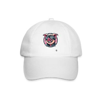 Old School Motorcycle Biker Pig - Baseball Cap - white/white - Front