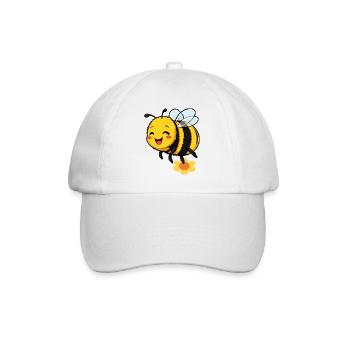 Lächelnde Hummel, die davonfliegt - Baseballkappe - Weiß/Weiß - Vorne