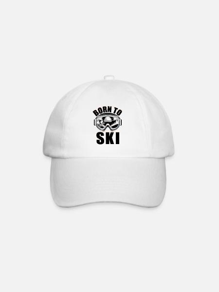 Born To Ski Skifahren Skifahrer Wintersport Ski - Baseballkappe - Weiß/Weiß