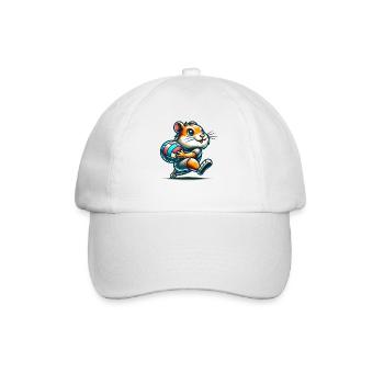 Cute hamster with volleyball - Baseball Cap - white/white - Front