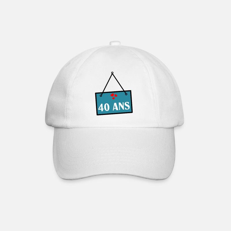 40. 40 ANS. 40e ANNIVERSAIRE. ANNIVERSAIRE 40 ANS. - Casquette classique - blanc/blanc