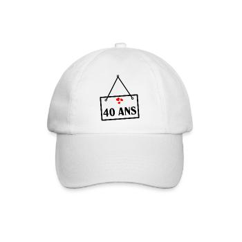 40. 40 ANS. 40e ANNIVERSAIRE. ANNIVERSAIRE 40 ANS. - Casquette classique - blanc/blanc - Devant