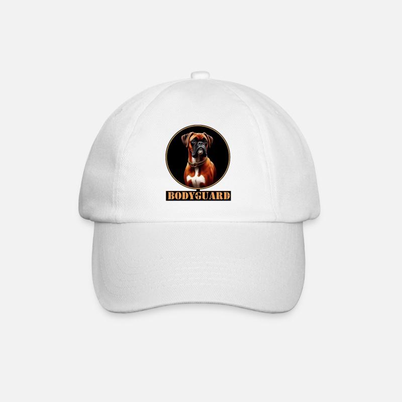 Bodyguard Hundedesign - Boxerhund - Baseballkappe - Weiß/Weiß