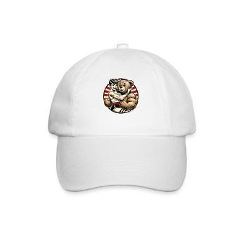 Retro beauty lady with strong stuffed animal bear - Baseball Cap - white/white - Front