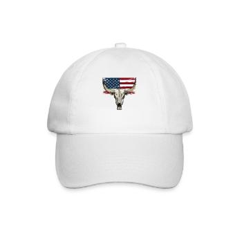 Cow and Bull Skull with USA Flag - Baseball Cap - white/white - Front