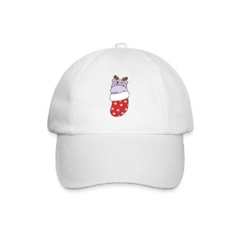 Süße Hippo in Weihnachtssocke zu Weihnachten Hippo - Baseballkappe - Weiß/Weiß - Vorne