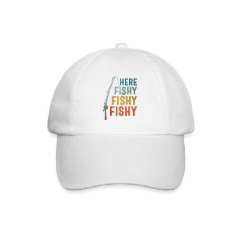 Funny Fishing Graphic - Here Fishy Vintage - Baseball Cap - white/white - Front