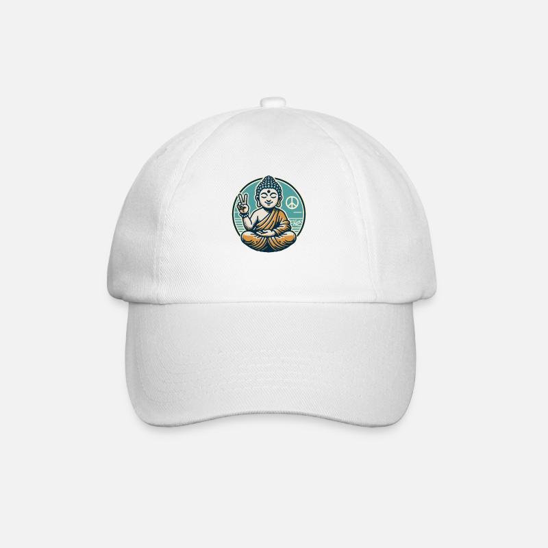 Friedenszeichen für Frieden Buddha - Baseballkappe - Weiß/Weiß
