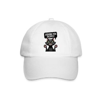 Beurteilen Sie still lustiges Katzendesign - Baseballkappe - Weiß/Weiß - Vorne