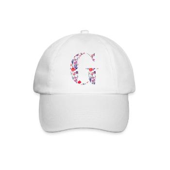 Personalisierter Blumenbuchstabe g - Geschenkidee - Baseballkappe - Weiß/Weiß - Vorne