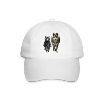 Katze und Wolf gehen zusammen - Baseballkappe - Weiß/Weiß - Vorne