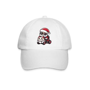 Katze Weihnachtsmann Cartoon - Baseballkappe - Weiß/Weiß - Vorne