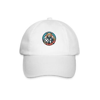 Ours de football avec ballon et pouce vers le haut - Casquette classique - blanc/blanc - Devant