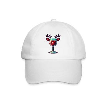 Weihnachtliches Wein mit Rentier Weinglas - Baseballkappe - Weiß/Weiß - Vorne