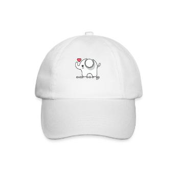 Petit éléphant mignon avec de l’amour et du cœur - Casquette classique - blanc/blanc - Devant