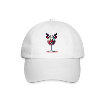 Festive Reindeer Wine Glass Design - Baseball Cap - white/white - Front