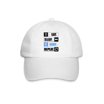 Eat Sleep Surf Repeat Surfen - Baseball Cap - white/white - Front
