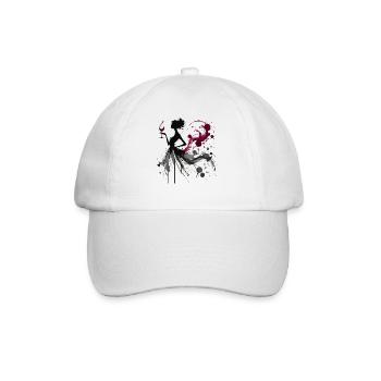 Elegante Weinliebhaber Silhouette Kunst - Baseballkappe - Weiß/Weiß - Vorne