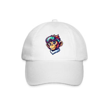Affe Skibrille Comic - Baseballkappe - Weiß/Weiß - Vorne