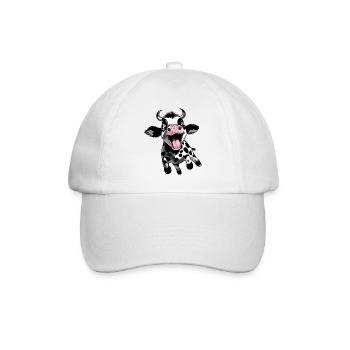 Springendes Kälbchen - Lustiges Kuh Kalb Design - Baseballkappe - Weiß/Weiß - Vorne