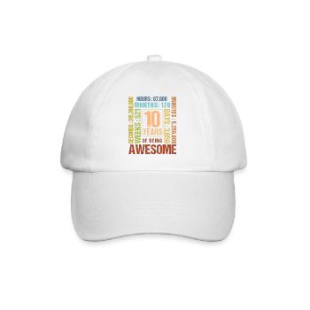10 Jahre alt! Geburtstagsgeschenk 10. Geburtstag - Baseballkappe - Weiß/Weiß - Vorne