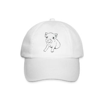 Piglet, graphic black and white - Baseball Cap - white/white - Front