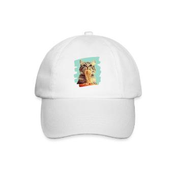Katze Pasta - Baseballkappe - Weiß/Weiß - Vorne