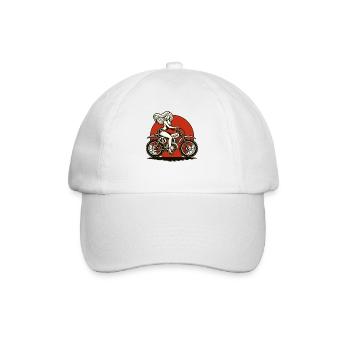 cool girl rides retro motocross motorcycle - Baseball Cap - white/white - Front