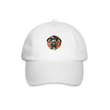 Lustiger Punk-Hase mit Pizza - Baseballkappe - Weiß/Weiß - Vorne